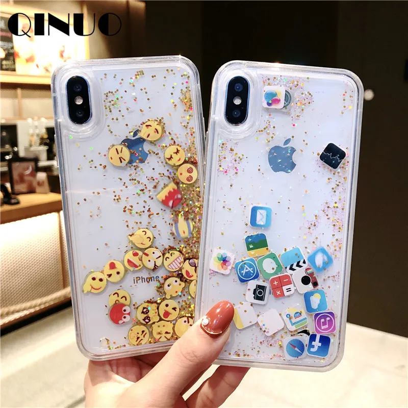 Чехол QINUO с зыбучим песком и динамической жидкостью для iPhone X XS Max XR милый