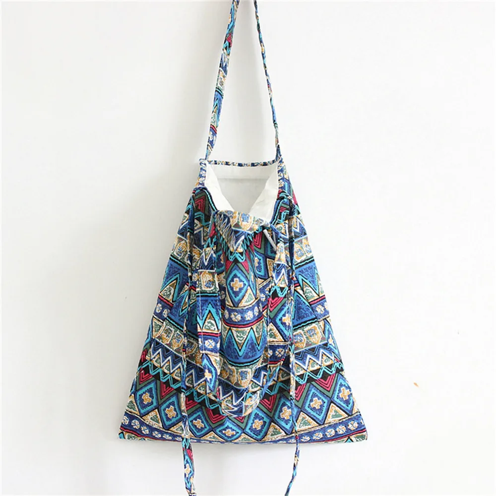 YILEHandmade хлопковая холщовая Студенческая сумка через плечо 3 лямки зигзаг линия