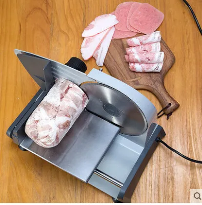 110/220V Home Meat Slicer Semiautomatic Electric Slicer Multifunction Meat Cutter for Commercial Fruits Ham Bread