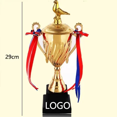 

Hot Sale Sports Athletic Prize Award Trophy Cups Golden Plated Metal Cup Trophy Pigeon Sports Trophies Award Medals 28cm Height