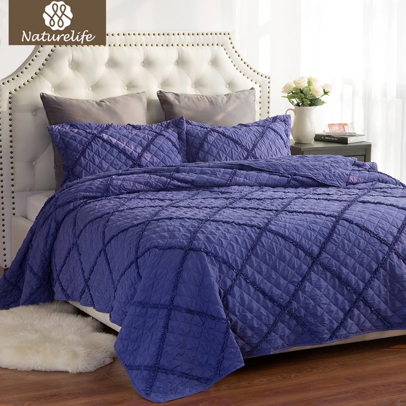 Naturelife Lace Quilt Set Camel Pattern Bedspread Bed Cover Quilted