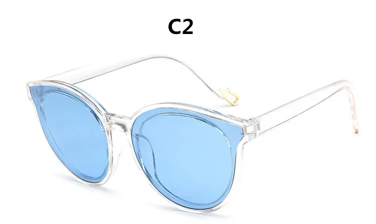 Женские солнцезащитные очки кошачий глаз, брендовые, дизайнерские, Круглые, зеркальные, цветные, розовые, женские, горячая Распродажа, солнцезащитные очки, UV400 - Цвет линз: C2