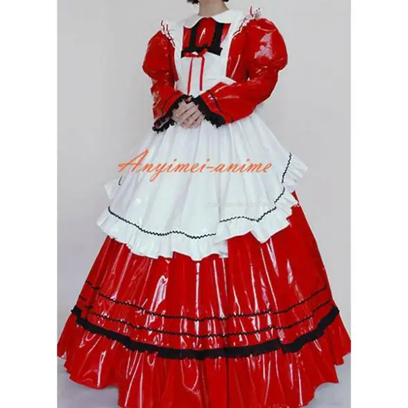 Sexy Sissy Maid Red Pvc Lockable Dress Uniform Cosplay Costume Tailor Made On