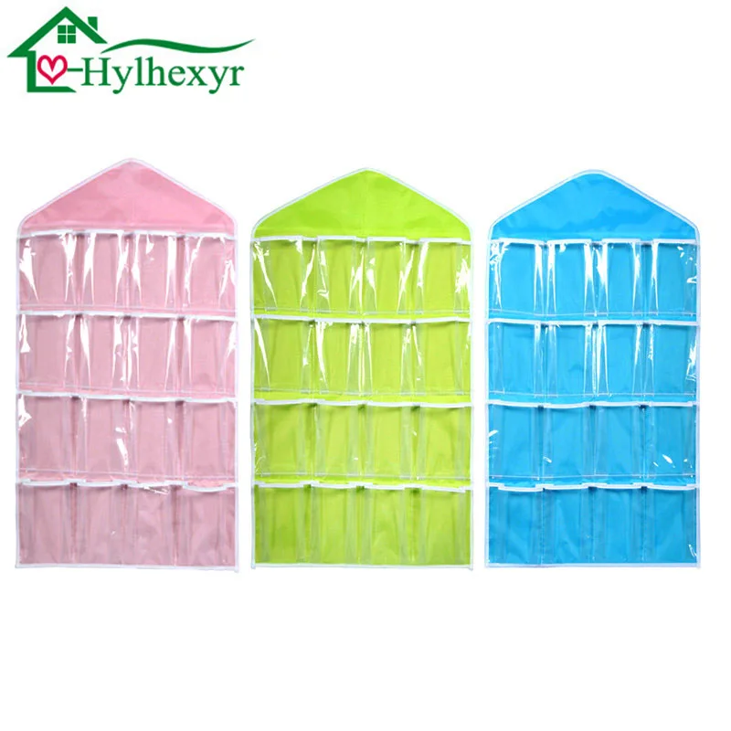 

16 pockets cover bag hanging socks clothing bra underwear socks sorting storage bag Hanger door wall hanging closet organizer