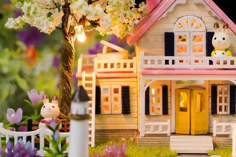 DIY Мини Кукольный дом Весна цветов деревянный ручной работы миниатюрная мебель ремесло стеклянный шар игрушка строительные модели наборы кукольный домик