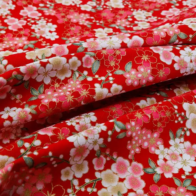 45*45 см 45*145 см бронзовая хлопковая ткань японский цветочный узор ткань для DIY лоскутное и женское платье cheongsam TJ8692
