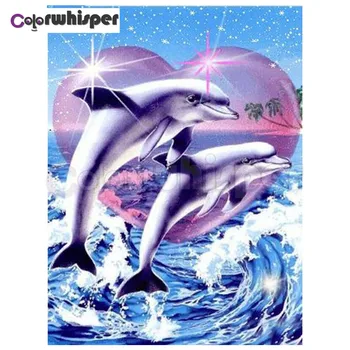 

Diamond Painting Full Square/Round Drill 5D Heart Dolphin Sea Daimond Painting Embroidery Cross Stitch Crystal Mosaic Pic Z202