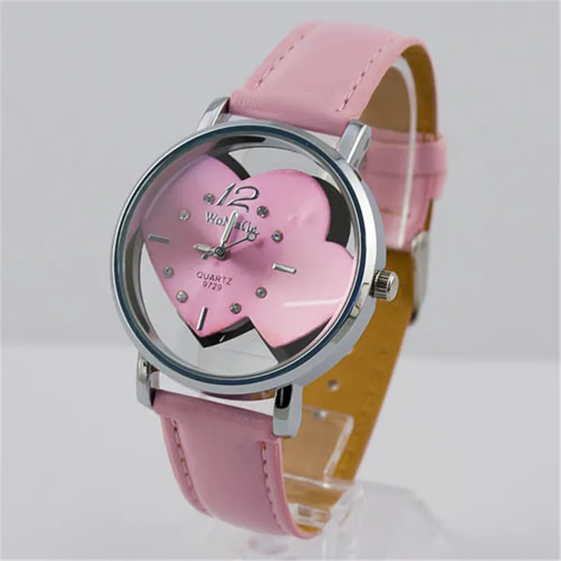 Hot Selling Cute Heart Shaped Round Face Women Girls Quartz Wrist