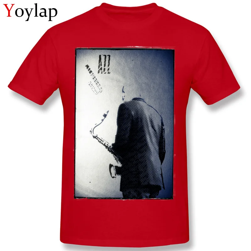 Faddish Summer T-Shirt Summer/Autumn 100% Cotton Round Neck Tops T Shirt Short Sleeve Print Saxophonist. Jazz Club Sweatshirts red