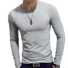 ECTTC новая трендовая летняя мужская футболка Повседневная с длинным рукавом Тонкая мужская Базовая футболка стрейч-футболка мужская одежда Chemise Hom