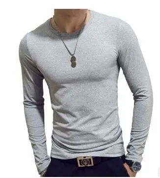 

ECTTC 2019 NEW Trendy Summer Men T Shirt Casual Long Sleeve Slim Men's Basic Tops Tees Stretch T-shirt Mens Clothing Chemise Hom