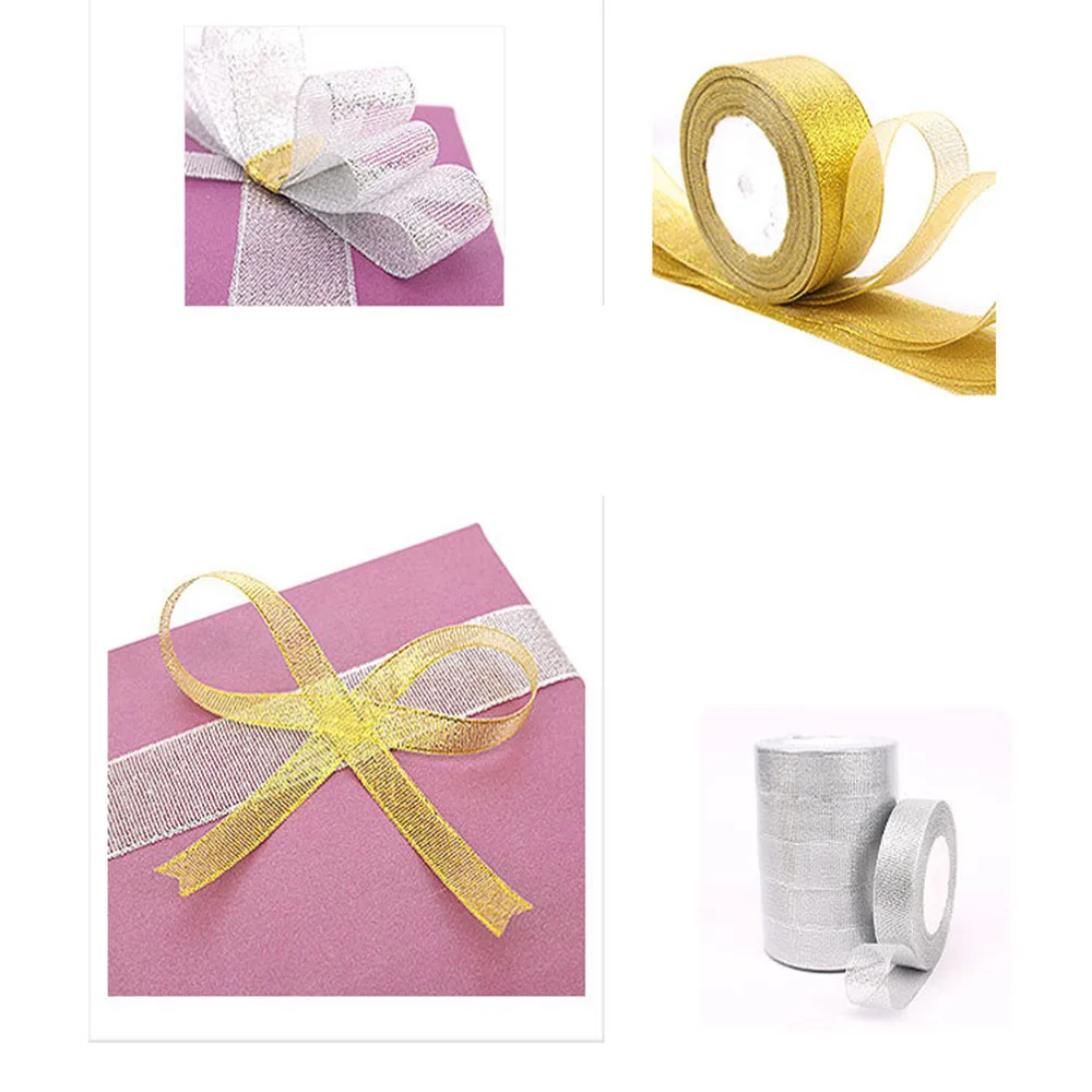 25yards//roll 15mm Sparkle Ribbon Organza Bow Making Silver Gift Package Supplies