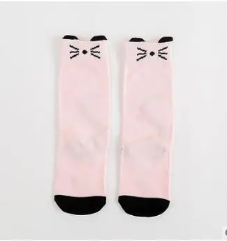 Милые хлопковые носки для маленьких мальчиков и девочек Теплые осенние детские носки до колена с рисунком Совы носок Тоторо - Цвет: Pink mouse