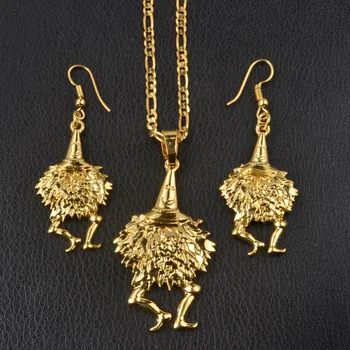 

Papua New Guinea Bird of Paradise Gold Color Necklaces Earrings for Women PNG National Style Jewelry set Gifts #J0175