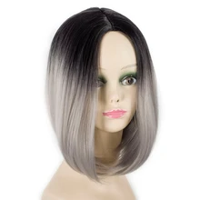 10inch Ombre Short Bob Style Synthetic Wigs for Black Women Middle Part Straight Grey Red Pink Cosplay Hair 10inch Ombre Short Bob Style Synthetic Wigs for Black Women Middle Part Straight Grey Red Pink Cosplay Hair