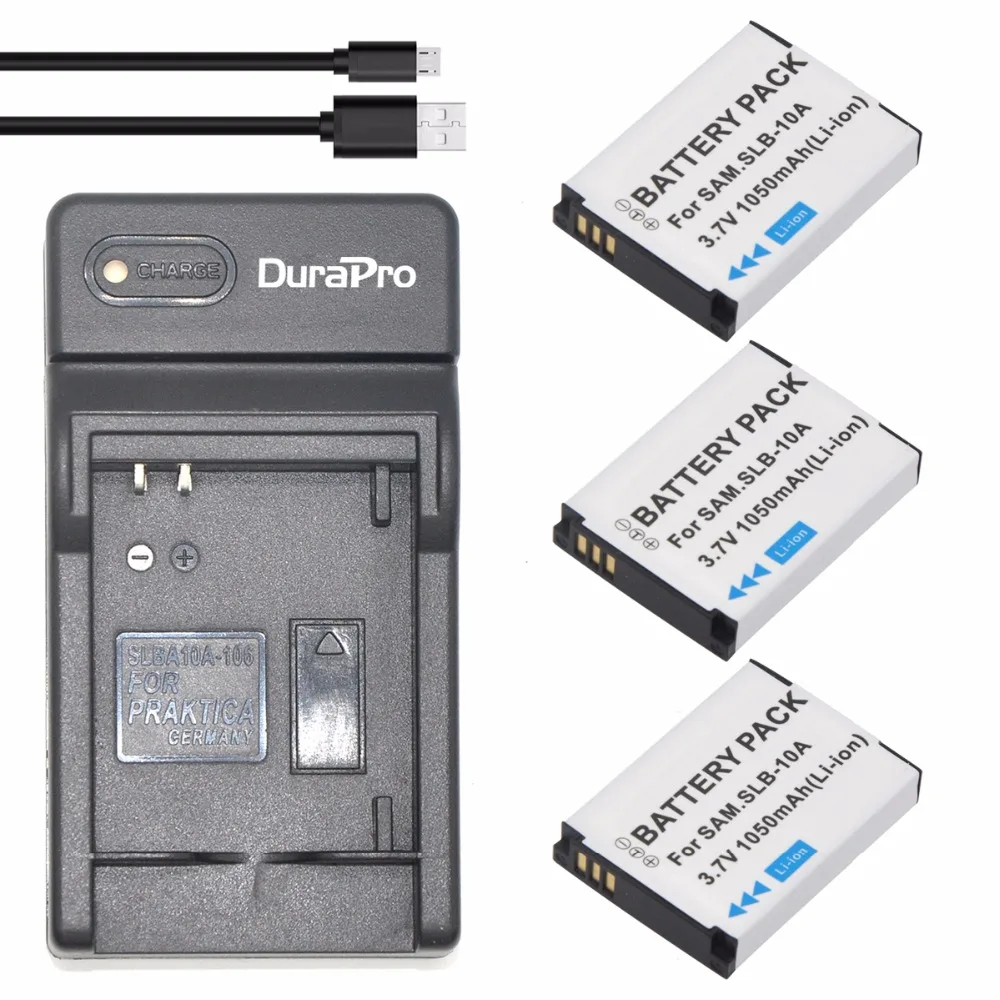 3pc SLB 10A SLB 10A SLB10A 3.7V 1050mAH Li ion Battery +USB Charger for ...