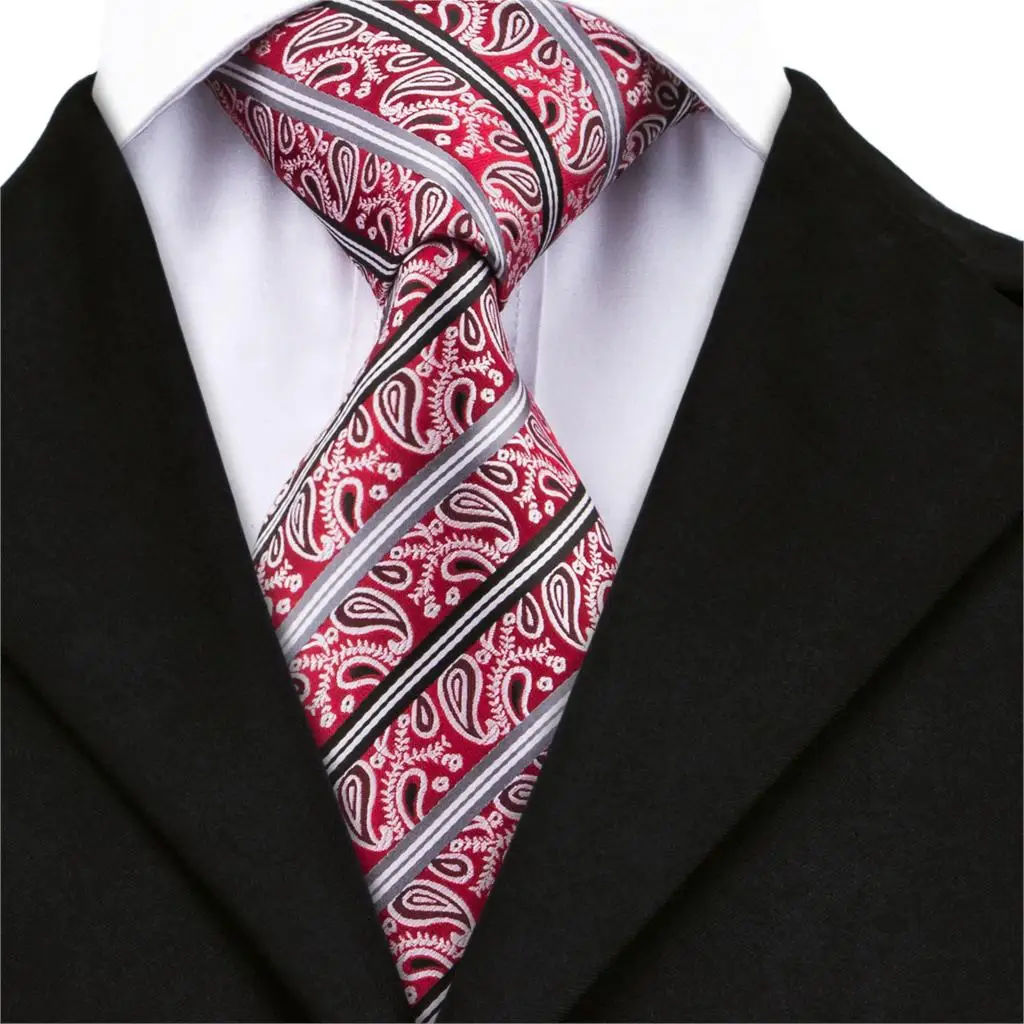 DN 1404 Hi Tie Classic Striped Ties For Men Luxury Designer Red