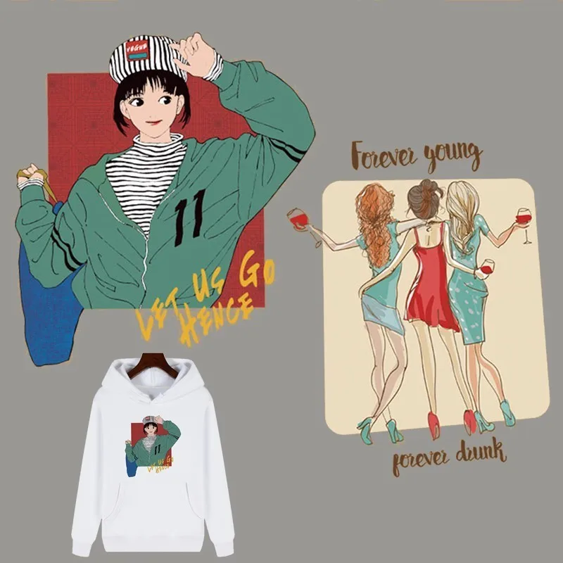 

Fashion Sexy Girls Patches for Clothing DIY Iron on Transfer Patch Application Thermo Heat on Clothes Sticker Applique Badges