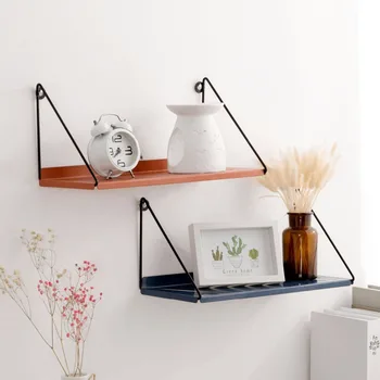 

Nordic wrought iron storage rack wall hanging decoration shelf Bedroom wall partition hanging rack shelf