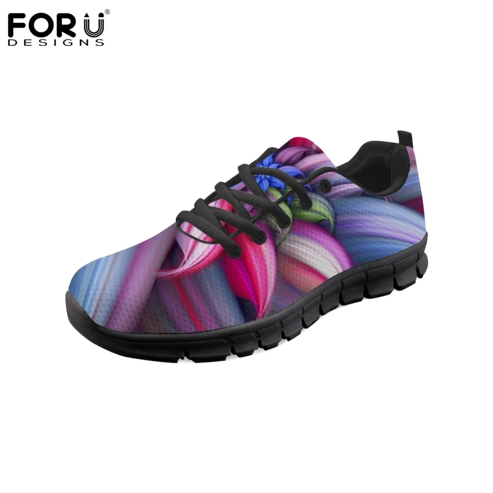 

FORUDESIGNS Unique 3D Flower Printing Flats Women Shoes Leisure Summer Sneakers Shoes Woman Ladies Comfort Mesh Zapatos Mujer
