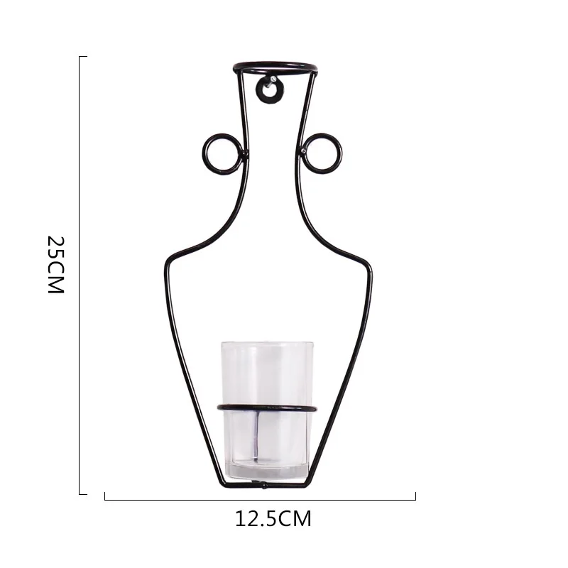 Скандинавские железные стеллажи настенная подвесная ваза для цветов сада Современная короткая креативная настенная домашняя декоративная Цветочная ваза цветочный горшок подарки - Цвет: D