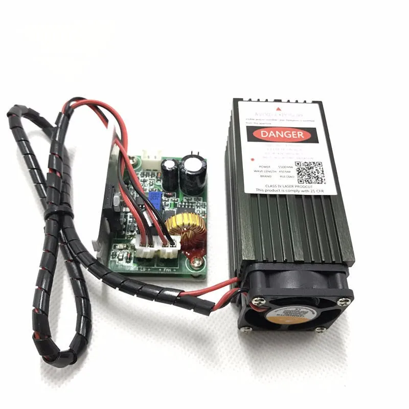 Ceny 5.5w high power 445NM ogniskowanie moduł lasera niebieskiego grawerowanie laserowe i cięcie moduł ttl 5500mw rura laserowa + gogle