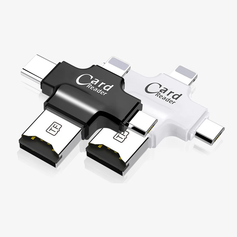 4 в 1 кардридер usb type-C Micro USB Micro SD кард-ридер для iphone 7 plus 6s 5s для iPad MacBook Android OTG TF считыватель SD карт