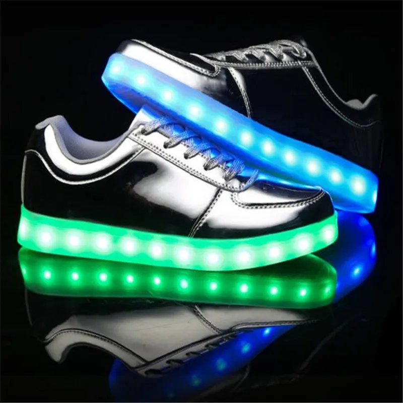 Дистанционные туфли со светодиодной подсветкой мужские 7 цветов флуоресцентные светящиеся с USB женские перезаряжаемые ботинки кроссовки для мальчиков и девочек Размер 35-46