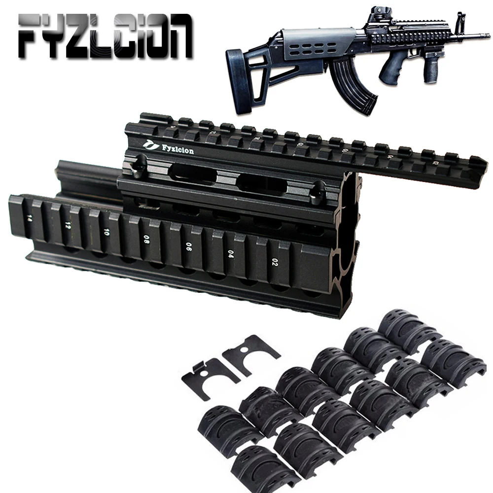

Tactical Universal Quad Rail Scope Mount RIS Quad Handguard for AK47 AK74 AKS Hunting Shooting Airsoft Rifle Accessory Caza