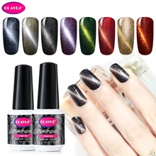 CLAVUZ, 8 мл, кошачий глаз, магнит, лак для ногтей, лаки для ногтей, основа, топ, черный, белый цвет,, Полупостоянный лак, 35 цветов