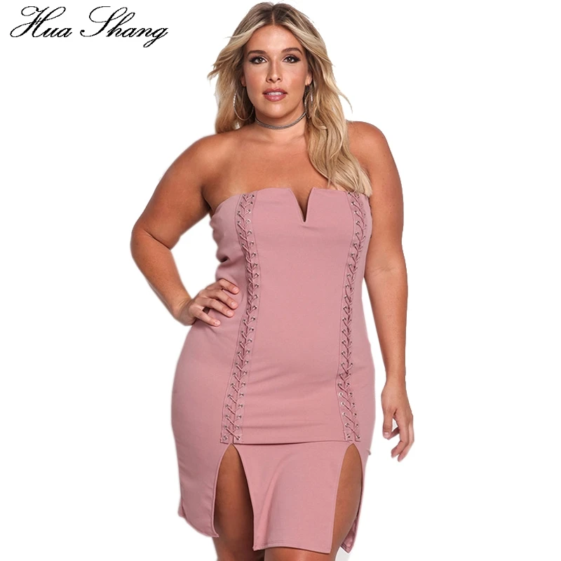 Elegant String Lace Up Split Sexy Dress 2017 Women Summer Strapless