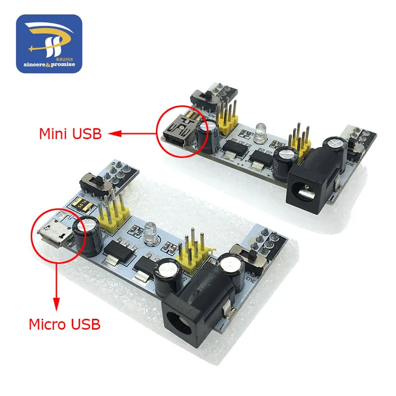 MB102 Мини Micro USB интерфейс макет модуль питания MB-102 модуль для Arduino DIY Kit Белый DC 7-12 В 2 канала доска