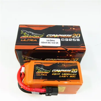 

Giant Power DINOGY ULTRA GRAPHENE 2.0 14.8V 1500mAh 80C 4S Rechargeable Lipo Battery XT60 Plug For RC FPV Racing