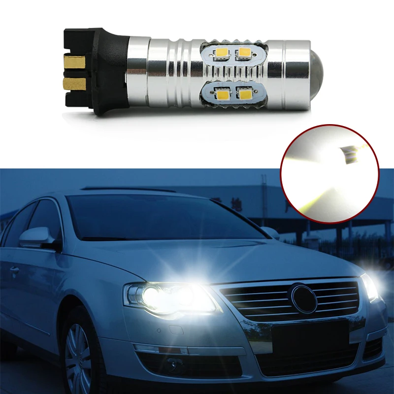 

For Audi VW BMW Front LED Projector singal light DRL Lamp White Canbus Error Free PW24W LED Bulbs