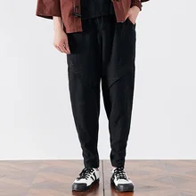 Chinese style men's extra large cotton and linen casual pants loose wide leg pants Chinese style ramie bloomers large size pants