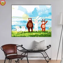 Картина по номерам художественная краска по номеру большая картина представляет двух кроликов Энтони красный оранжевый облако лечение теплое сердце лечение картины