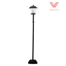 OMoToys беспроводной черный металл 1/12 кукольный домик Миниатюрный Сад светодиодный уличный светильник Модель, теплый свет