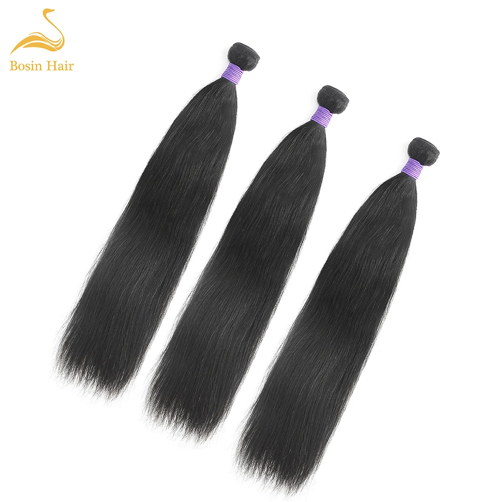 Bosin перуанские прямые пучки волос человеческие волосы для наращивания накладные волосы двойного машинного плетения не Реми волосы