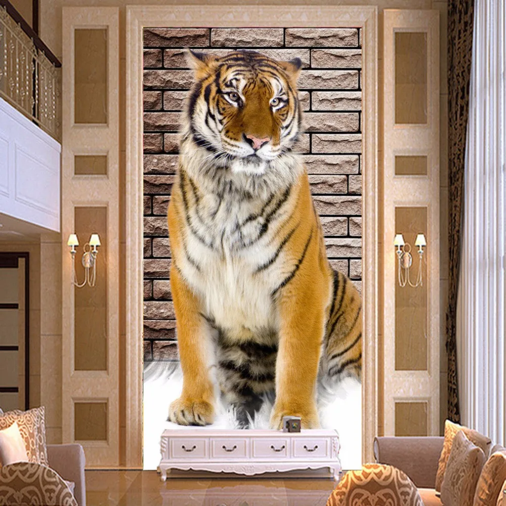 Lifelike Tiger Photo Wall Mural For Living Room Entrance Corridor