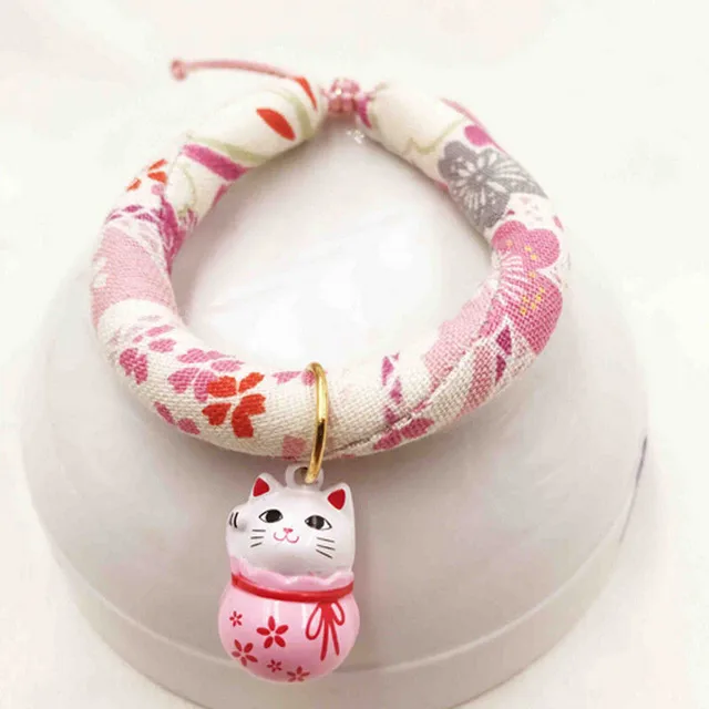 Lovely Small Cat Collar With Bell Collar Adjustable Japanese Style Pet