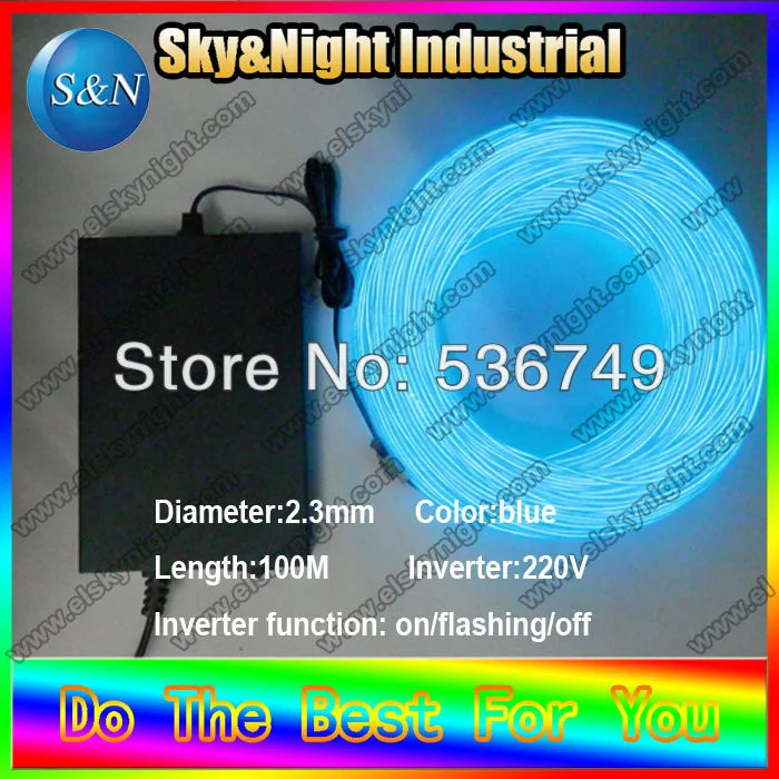Special Offers Red/White/Green/Blue/Purple/Pink-2.3mm-100M Flexible Neon Light EL Wire Rope Tube with 220v Controller +free shipping