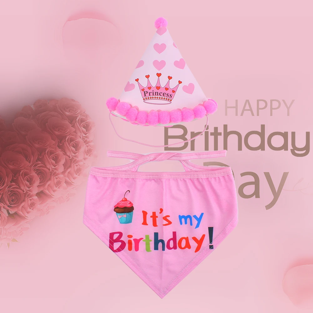 

2Pcs/set New Pet Cat Dog Birthday Headwear Caps Hat Party Costume Headwear Print Pet Products For Party