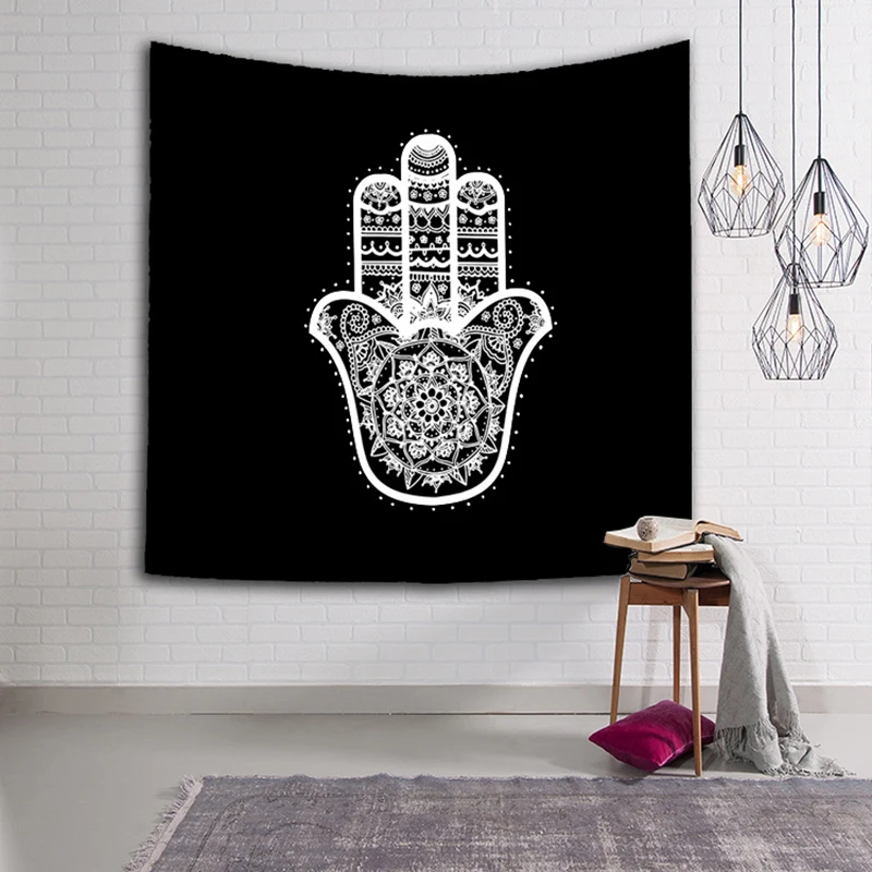 Polyester 3D Mandala Tapestry Bohemian Style Decorative Indian Printed Rectangle Wall Hanging tapiz pared Black Blue 229x150cm | Дом и сад