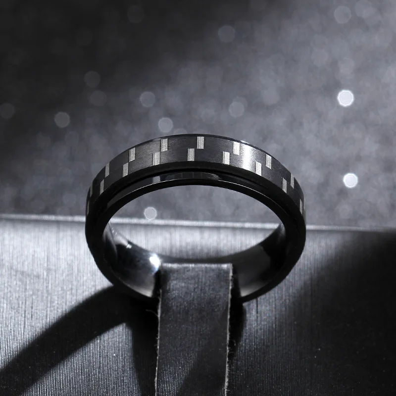 KNOCK 5 mm 316L Stainless Steel Wedding Band Ring Numerals Black Cool Punk Rings for Men Women Fashion Jewelry