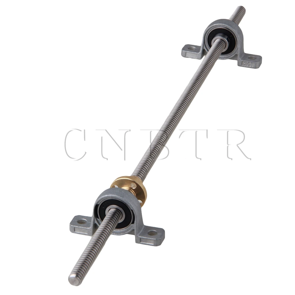 CNBTR Horizontal 2mm Lead 350mm Length Lead Screw Rod Bearing Pillow