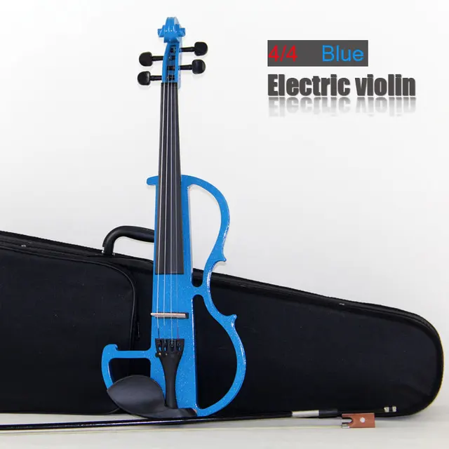 Cheap High quality, BlUE 4/4  violin Send violin Hard case, Handmade white electric violin with power lines and violin parts