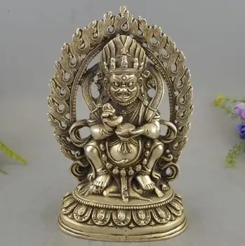 

Christmas Tibet silver seat jambhala wealth god buddha highlight statue Halloween