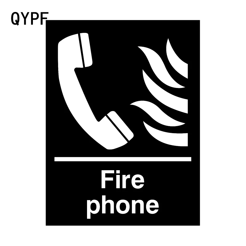 

QYPF 11.3CM14.9CM Warning Mark Fire Phone Graphic Car Sticker Black/Silver Vinyl Decoration S9-2327