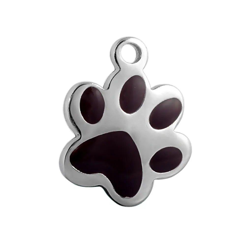 10pcs/lot Stainless Steel DIY Dog Cat Paw Charms for Pendant Necklace