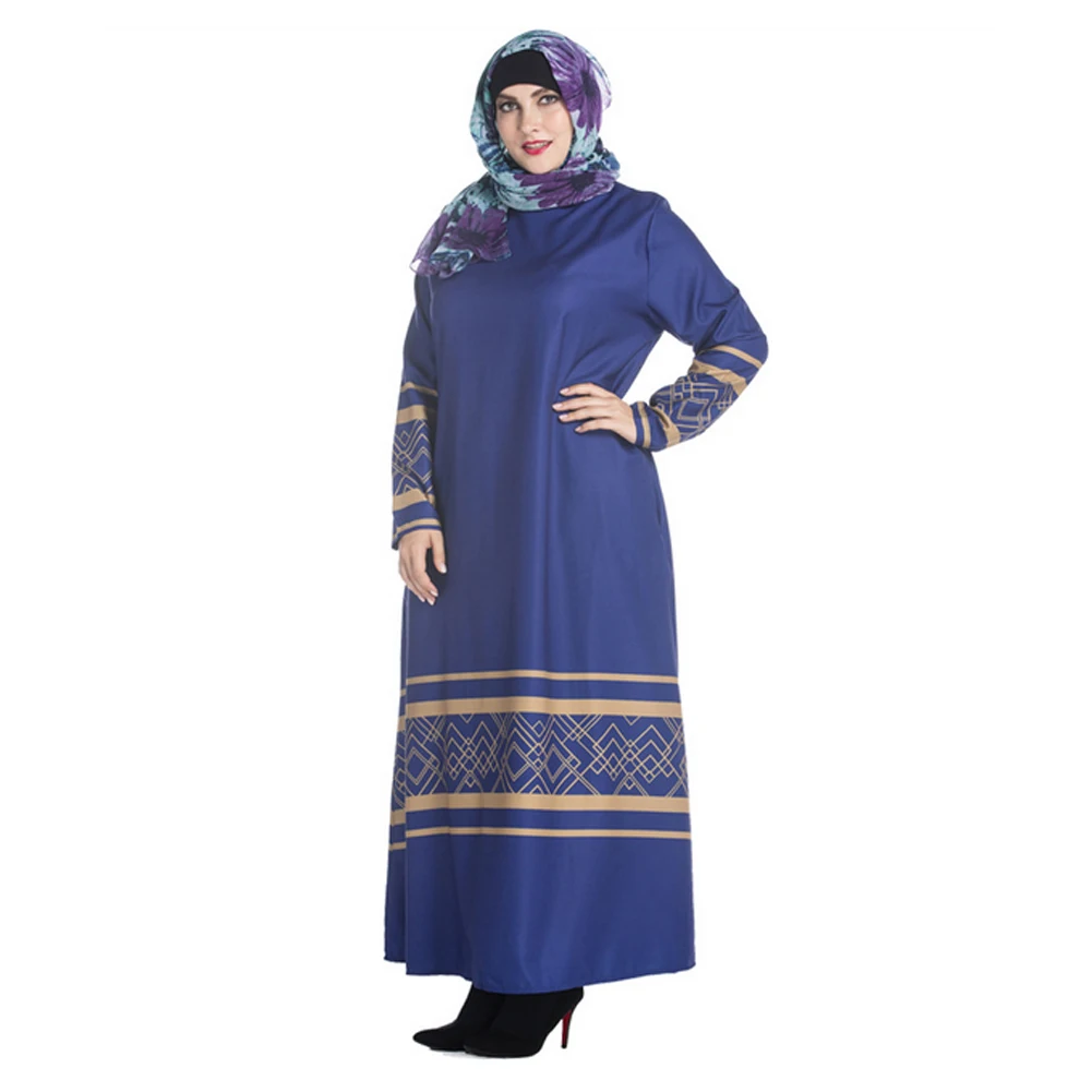 Женское стильное платье макси Abaya Jilbab с длинным рукавом в мусульманском стиле